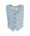 Liu •jo Liu Jo Pinstripe Denim Vest With V-neckline In Blue