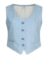 Liu •jo Pinstripe Denim Waistcoat In Light Denim