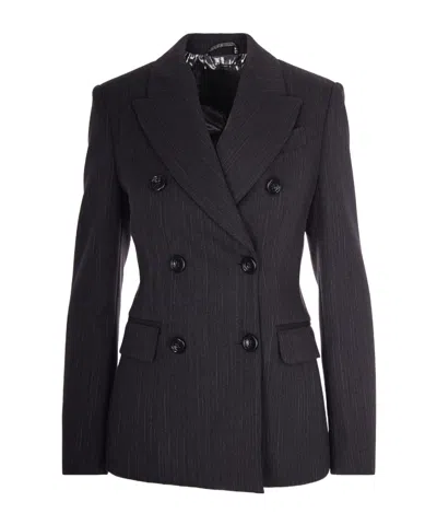 Liu •jo Pinstripe Double-breasted Blazer In Gray