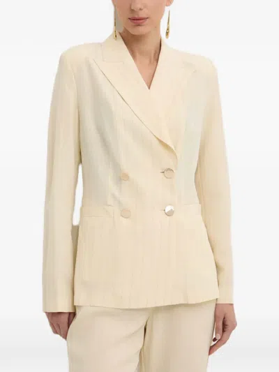 Liu •jo Pinstripe Double-breasted Blazer In Neutral