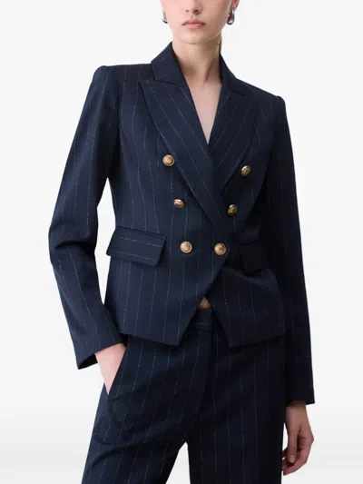 Liu •jo Pinstripe Double-breasted Blazer In Blue
