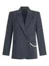 Liu •jo Pinstripe Flannel Blazer In Blue