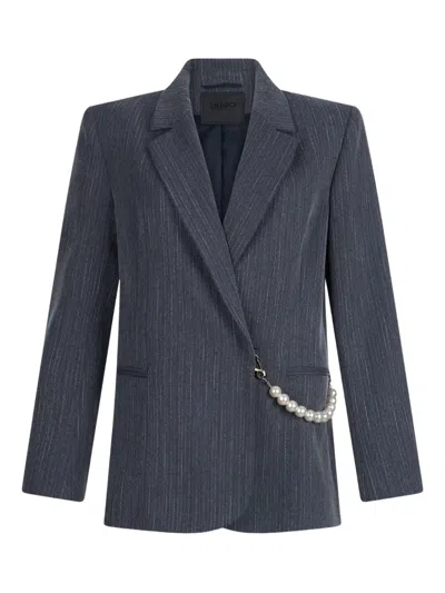 Liu •jo Pinstripe Flannel Blazer In Blue