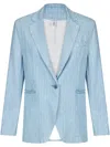 Liu •jo Pinstripe Pattern Denim Blazer In Blue
