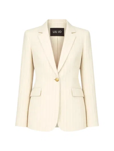 Liu •jo Pinstripe Single-breasted Blazer In Neutral