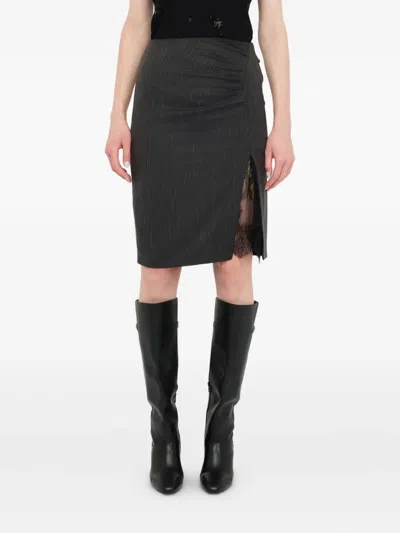 Liu •jo Pinstripe Skirt With Lace In Black