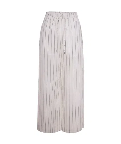 Liu •jo Liu Jo Pinstriped Drawstring Trousers In White