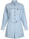 Liu •jo Pinstripe Denim Playsuit In Blue