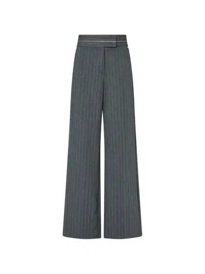 Liu •jo Pinstriped Trousers In A Wool Blend In Gray