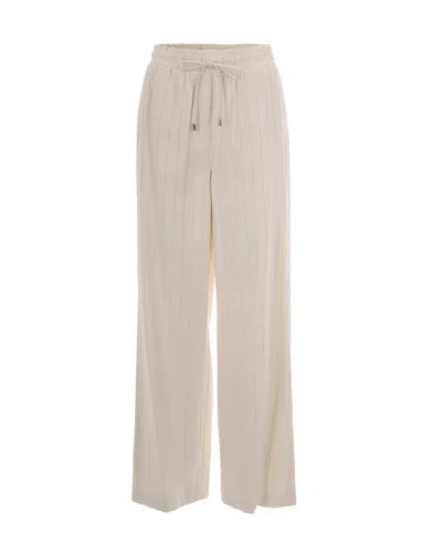 Liu •jo Liu Jo Pinstriped Viscose Trousers In Neutral