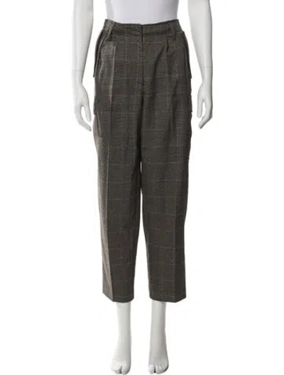 Pre-owned Liu •jo Plaid Print Straight Leg Pants In Black
