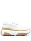 Liu •jo Platform Lace-up Sneakers In 01111-matte Meta White