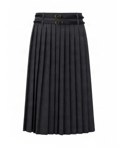 Liu •jo Pleated Belted Midi Skirt In Black