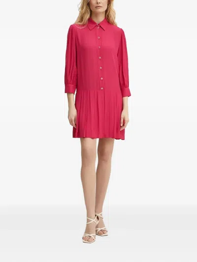 Liu •jo Pleated Button-front Shirt Mini Dress In Pink