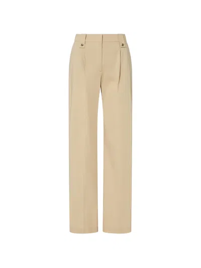 Liu •jo Pleated Button-detail Trousers In Neutral