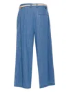 Liu •jo Pleated Cotton Trousers In Blue