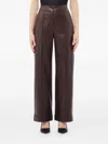 Liu •jo Pleated-cuff Straight-leg Trousers In Brown