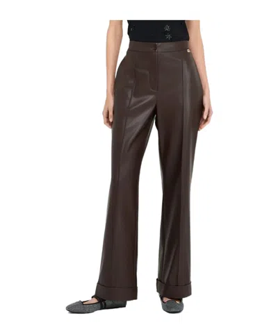 Liu •jo Pleated-cuff Straight-leg Trousers In Brown