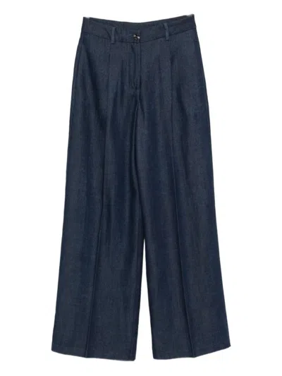 Liu •jo Liu Jo Pleated Front Trousers With High Waist In Blue