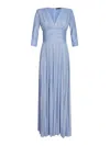 Liu •jo Long Light Blue Pleated Dress In Blue