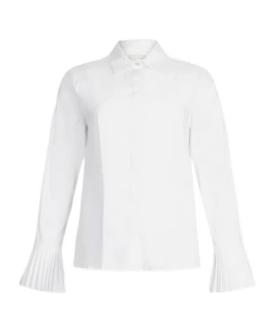 Liu •jo Pleated Long-sleeved Shirt In White