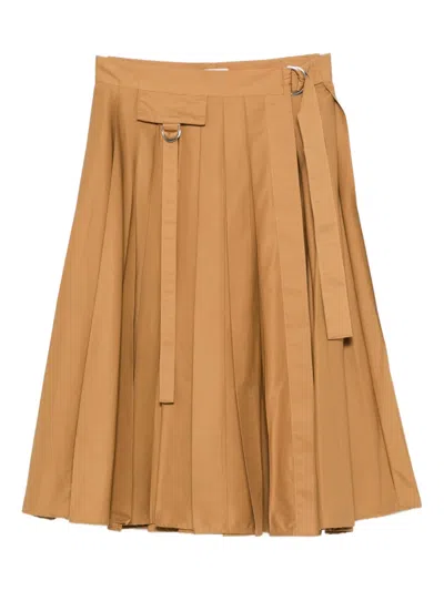 Liu •jo Pleated Midi Skirt In Nude