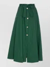 Liu •jo Liu Jo Flared Long Skirt In Green Cotton With Bottons
