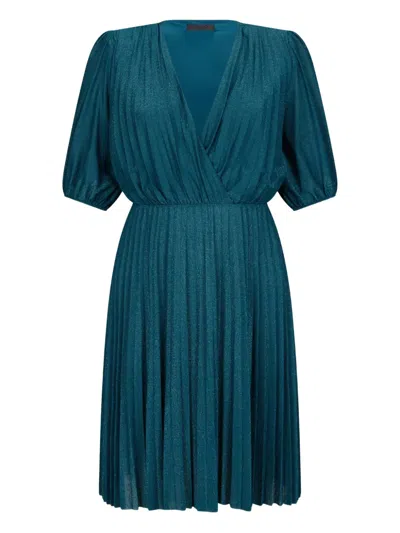 Liu •jo Pleated Mini Dress In Green