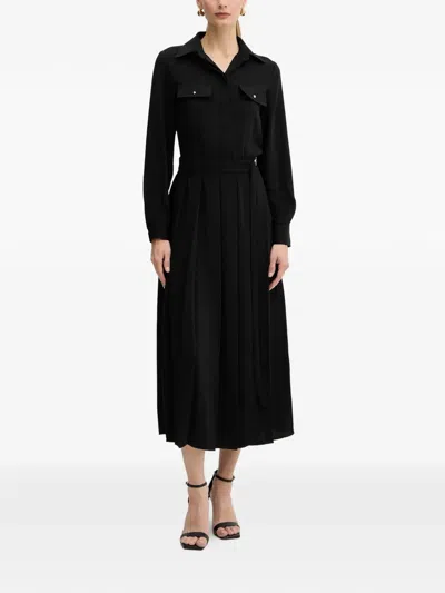 Liu •jo Pleated Shirt Midi Dress In Black
