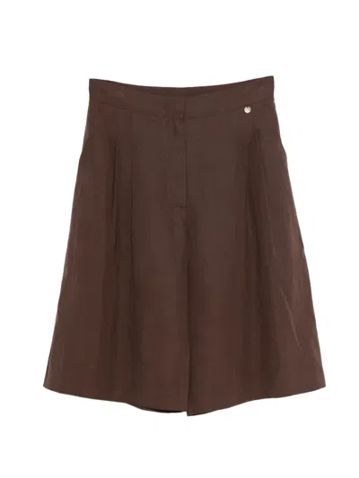 Liu •jo Pleated Shorts In Brown