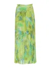 Liu •jo Floral-print Pleated Midi Skirt In Green