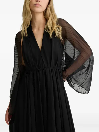 Liu •jo Pleated-sleeve Cape In Black