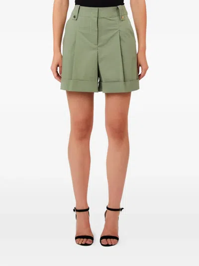 Liu •jo Pleated Turn-up Shorts In Green