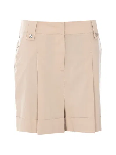 Liu •jo Pleated-detail Button-embellished Shorts In Pink