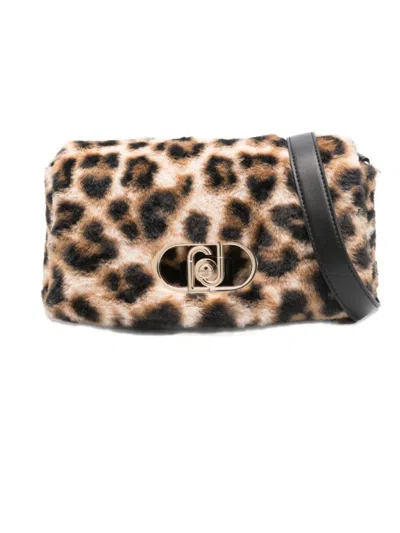 Liu •jo Plush Leopard Print Shoulder Bag In Multi