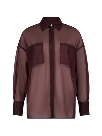 Liu •jo Pocket Collared Shirt In Burgundy