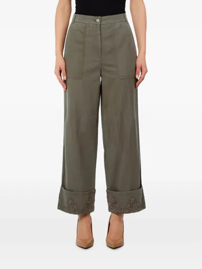 Liu •jo Pocket Cuffed Trousers In Green