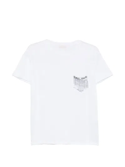 Liu •jo Pocket Embellished T-shirt In White