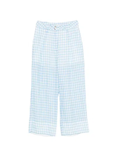 Liu •jo Pocket Gingham-pattern Trousers In Blue