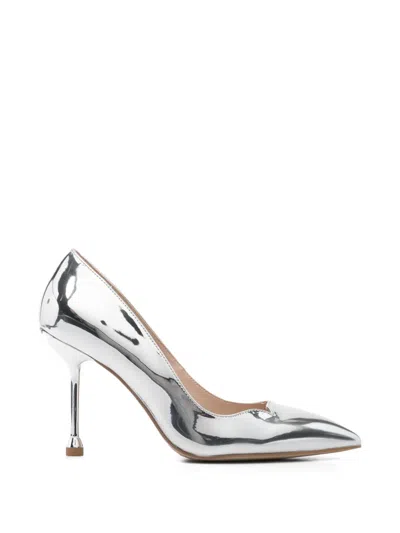 Liu •jo Pointed Leather Court Shoes In Silver