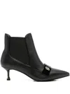 Liu •jo Pointed-toe Elastic-panel Boots In Black