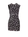 Liu •jo A Line Polka Dot Ruched Sleeveless Dress In Black