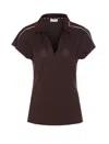 Liu •jo Top With Collar And Contrast Piping In Brown