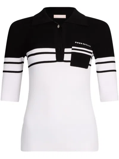 Liu •jo Liu Jo Polo Collar Sweater With Striped Detail In Multi