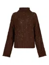 Liu •jo Polo-neck With Gemstones In Brown