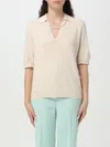 Liu •jo Liu Jo Pearl-embellished V-neck Knitted Polo Top In Beige