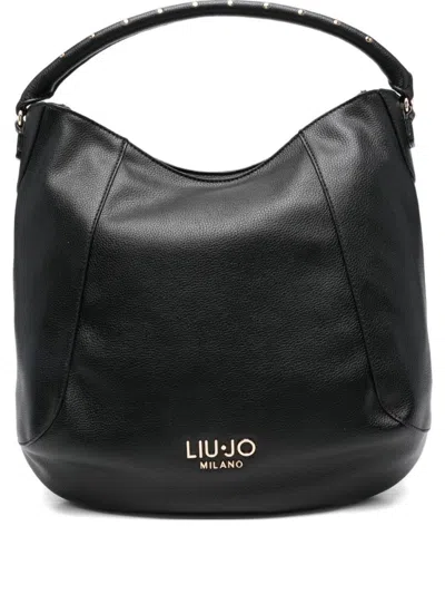 Liu •jo Polyurethane Shoulder Bag With Metallic Detailing In Black