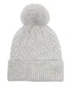 Liu •jo Pompom Chevron Beanie Hat In Gray