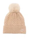 Liu •jo Pompom-detail Logo-plaque Beanie In Neutral