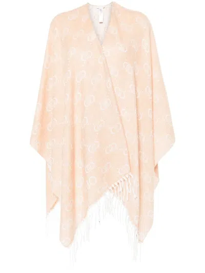 Liu •jo Poncho Mit Logo-monogramm In Nude